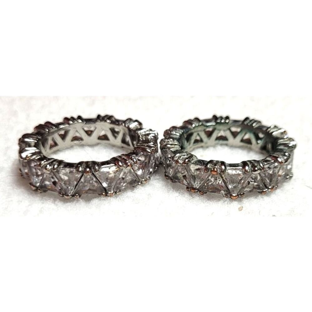 Lot of 2 Vintage 60s-80s Silver Tone Eternity Ring Bands Open Back Sizes 9 & 10